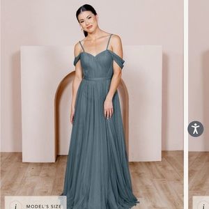 Revelry Rosalie Tulle Convertible Bridesmaid’s Dress in Eucalyptus